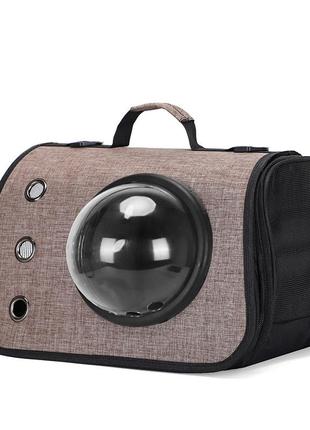 Сумка переноска з вікном для котів pet style "window" 40х25х27 коричнева