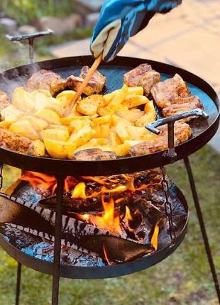 Сковорода дискова борона для пікніка з бортиком  + садж для вогню