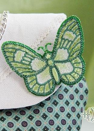 Брошка метелик, брошка ручна робота, зелений метелик