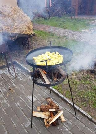 Сковорода дискова борона для пікніка з бортиком  + садж для вогню3 фото