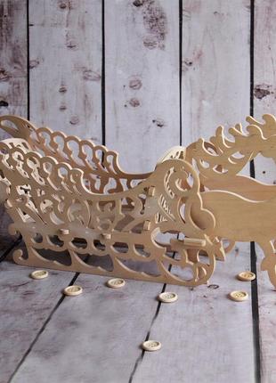 Деревянная заготовка сани новогодние резные