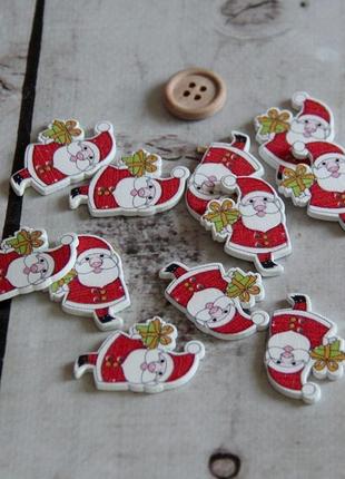 Ґудзик дерев'яний санта, 2 штуки