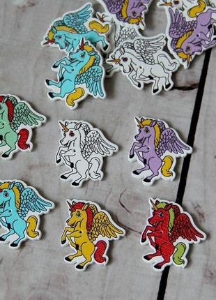 Пуговица деревянная единорог, оригинальные пуговицы, 2 штуки