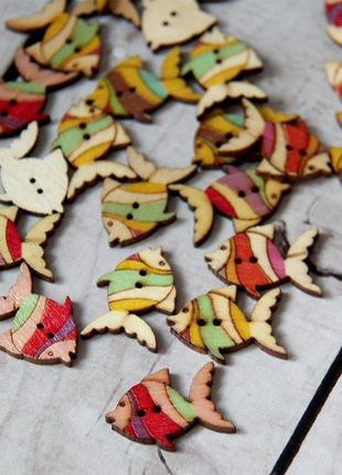 Деревянные пуговицы для скрапбукинга рыба, 2 штуки