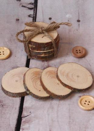 Спил дерева сосна с корой для творчества и декора 3,5-4 см2 фото