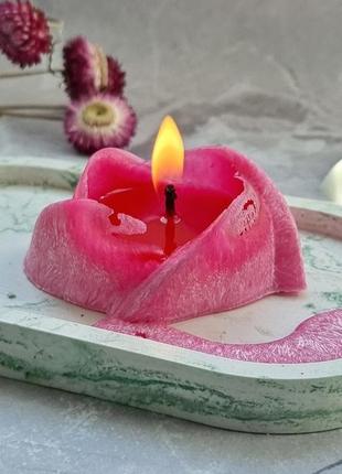 Свічка з пальмового воску троянда, рожева6 фото
