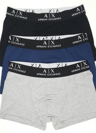 Белье нижнее комплект трусов 3шт armani exchange. мужские трусы боксеры из хлопка армани эксчендж набор трусов4 фото