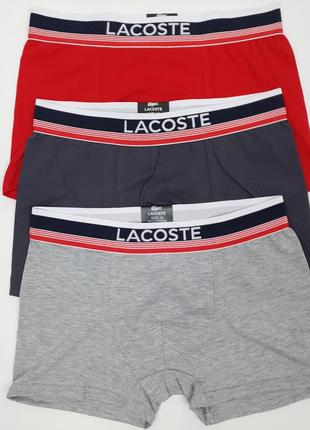 Набір чоловічих трусів у подарунок 3шт lacoste dark. продаж чоловічої нижньої білизни боксери в коробці лакосте дарк комплект9 фото