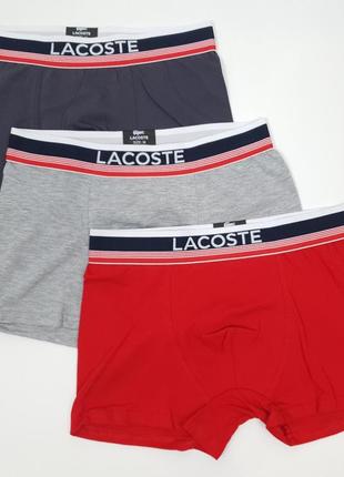 Набір чоловічих трусів у подарунок 3шт lacoste dark. продаж чоловічої нижньої білизни боксери в коробці лакосте дарк комплект4 фото