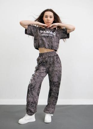 Стильный костюм для девочки,кроп топ+джогеры