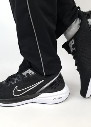 Кросівки чоловічі весна літо чорно-білі nike air zoom black white. взуття чоловіче літня чорна найк аїр зум