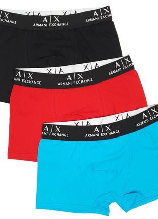 Трусы мужские боксеры 3шт armani exchange. набор мужских трусов боксеров армани эксчендж. нижнее белье мужское2 фото