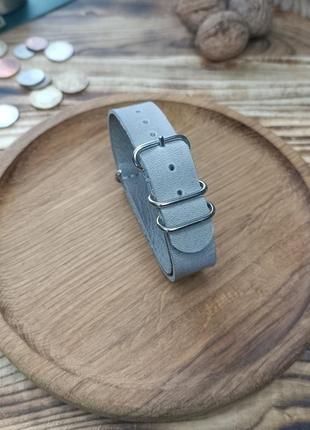 Ремінець для годинника сірий  набук zulu strap / nato strap7 фото