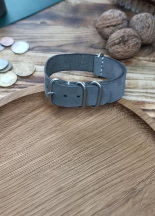 Ремінець для годинника сірий  набук zulu strap / nato strap3 фото