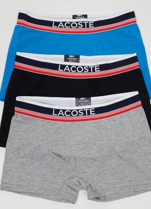 Набор трусов мужских в коробке 3шт lacoste dark. трусы брендовые лакосте дарк. мужские трусы боксеры из хлопка5 фото