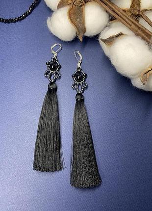 Сережки-китиці з агату