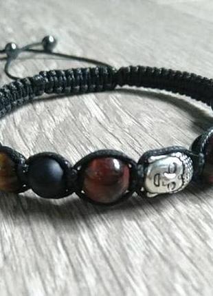 Браслет с буддой из бычьего глаза, глаза тигра, шунгита