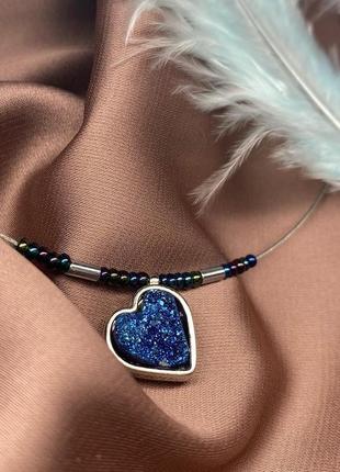 Кулон натуральна друза, сердечко