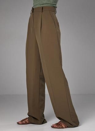 Классические брюки со стрелками прямого кроя - хаки цвет, m (есть размеры)5 фото