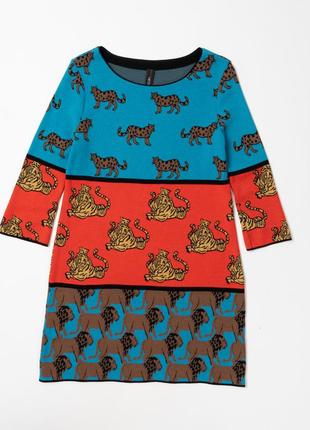Marc cain longpullover regular fit - tiger-print knitted mini dress плаття