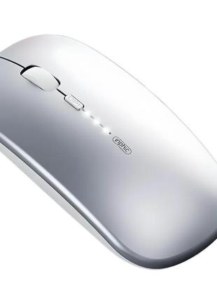 Мышь беспроводная inphic m1pro с подключением usb 2.4ггц + bluetooth, аккумулятором, 2400 dpi, серебро
