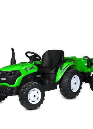 Дитячий електротрактор tractor 1004 з причепом (зелений колір)1 фото