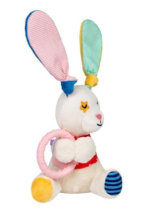 Игрушка для собак зайчик с кольцом и пищалкой gigwi plush, текстиль, термопластичная резина, 16 см