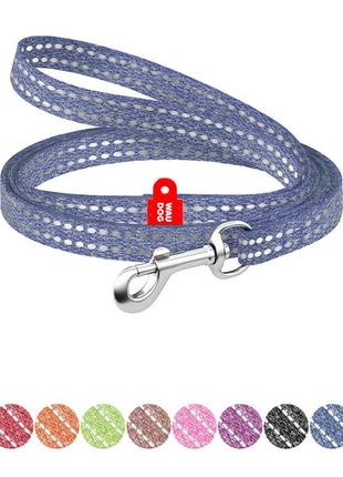Поводок для котов и мелких пород собак из восстановленного хлопка waudog re-cotton светоотражающий, xs, ш 10