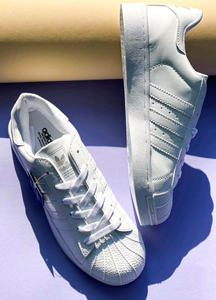 Adidas superstar унисекс кроссовки /белые/3 фото