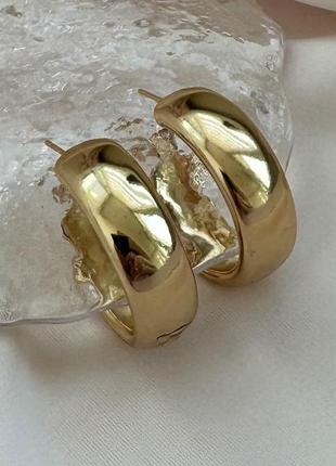 Серьги женские широкие кольца металические золотые