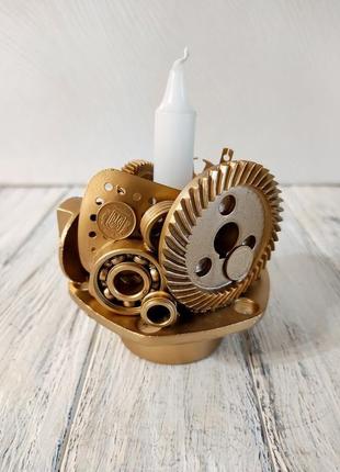 Сувенір підсвічник свічник стімпанк з металу з золотим напиленням ручна робота хендмейд подарунок