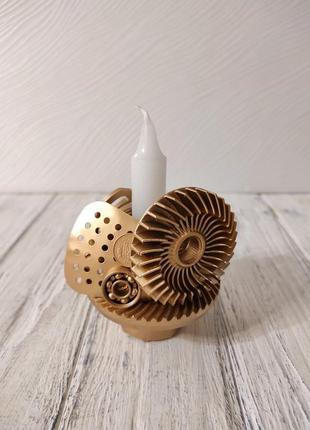 Сувенир подсвечник стимпанк из металла с золотым напылением ручная работа хенд мейд подарок