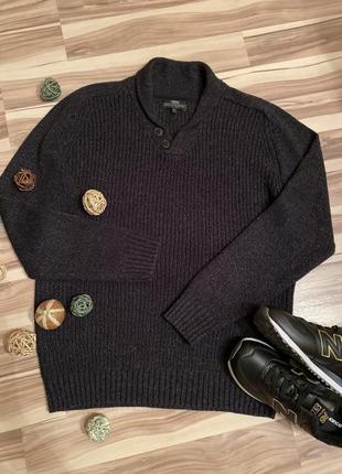 Бомбезная тёплая кофта, свитер, реглан иссиня-чёрного цвета (великобритания🇬🇧)1 фото