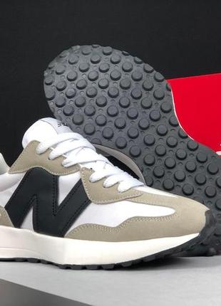 Жіночі кросівки   new balance  327  білі з бежевим