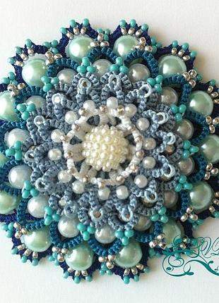 Брошь ′мятный бриз′ фриволите, анкарс