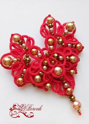 Мереживна брошка фріволіте анкарс "скарб серця"