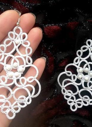 Кружевные свадебные серьги для невесты