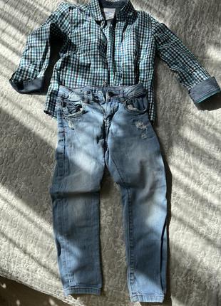 Джинсы летние на мальчика, рост 110-116 джинсы голубые тоненькие