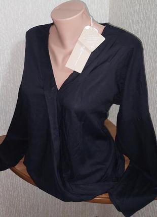 Шикарная вискозная блузка на запах чёрного цвета tom tailor denim made in indonesia с биркой2 фото