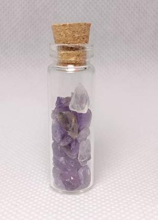 Аметист, натуральний камінь у пляшечці 3 см, для медитації та декору