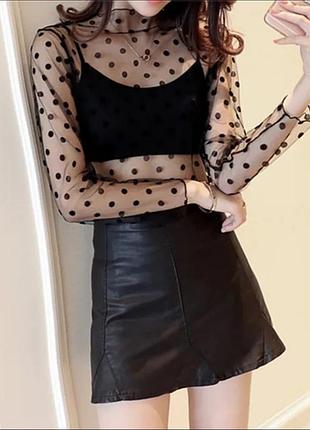 🔥гольф сітка в горох водолазка прозора🔥