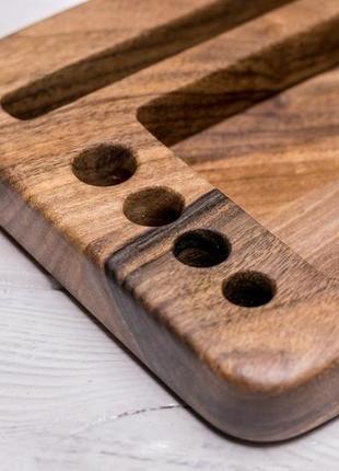 Органайзер деревянная подставка для телефона планшета смартфона iphone очков ключей часов из дерева6 фото