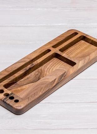 Органайзер деревянная подставка для телефона планшета смартфона iphone очков ключей часов из дерева5 фото