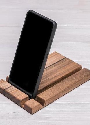 Підставка тримач для телефонів гаджетів планшетів із дерева настільний дерев'яний міні органайзер3 фото