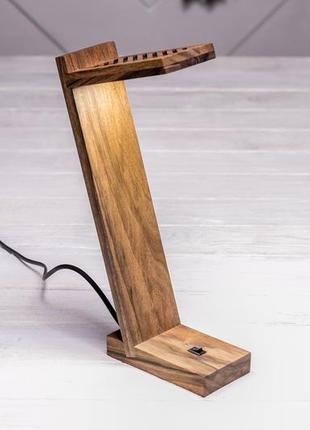 Світильник з дерева настільна дерев'яна loft led лампа декоративний приліжковий торшер бра з лого2 фото