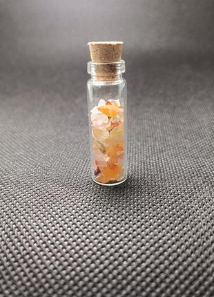 Червоний агат, сердолік, натуральний камінь у пляшечці 3 см, для медитації та декору5 фото