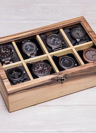 Стильный органайзер из дерева для часов с подушечками логотипом персонализацией брендом гравировкой