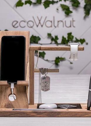 Дерев'яна підставка органайзер для телефона iphone apple смартфона годинника iwatch airpods ipad