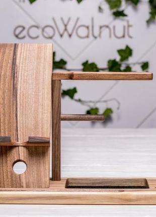 Деревянный настольный органайзер для часов samsung подставка для телефона ручек кошелька ключей4 фото