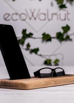Настільний органайзер тримач докстанція для робочого столу з дерева для окулярів телефона iphone7 фото